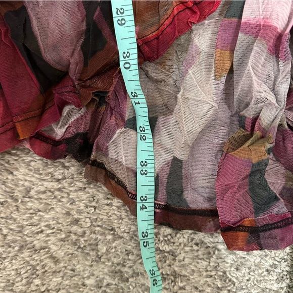 Lisa Bayne Semi-Sheer Crinkle Tunic Top Women's Large Geometric Asymmetric Hem - Picture 9 of 9